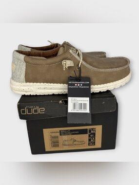 Hey Dude Wally Men's Slip-On Boat Shoes in Travertine Brown Mens 8 WMNS 10